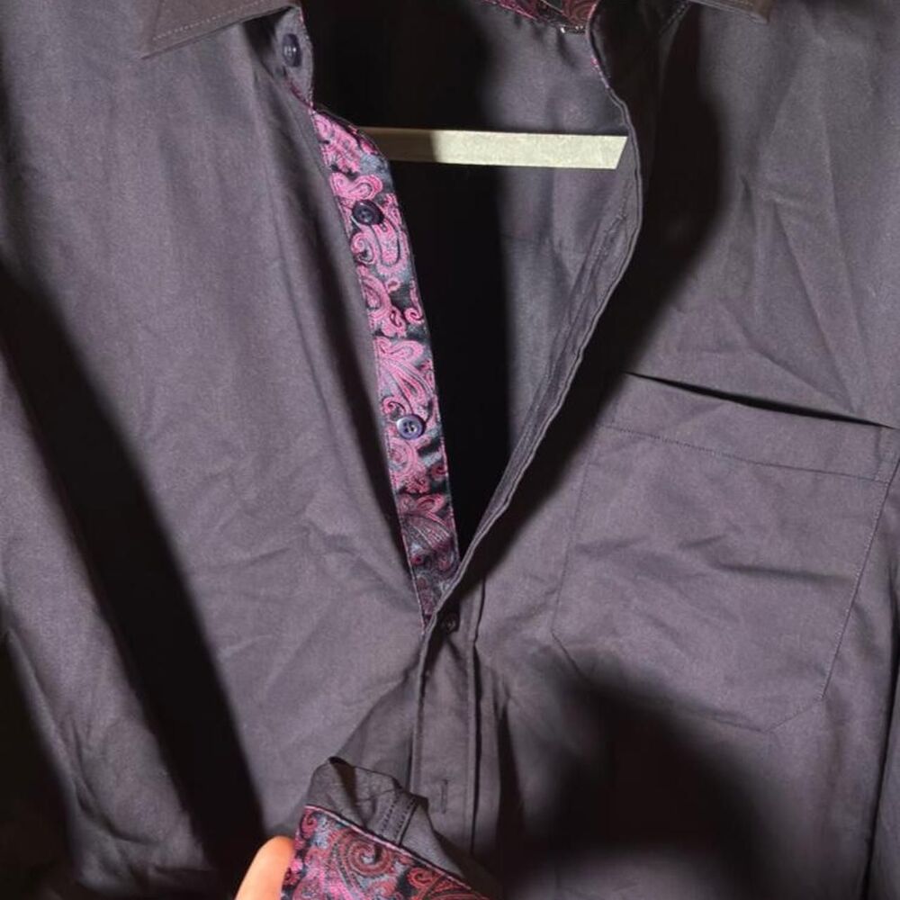 Hisdern Men's Black and Purple Shirt